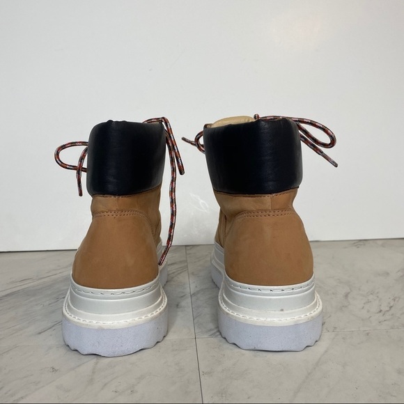 New! Schutz Marlua Platform Lace Up Tan White Boot 8B - Picture 3 of 15